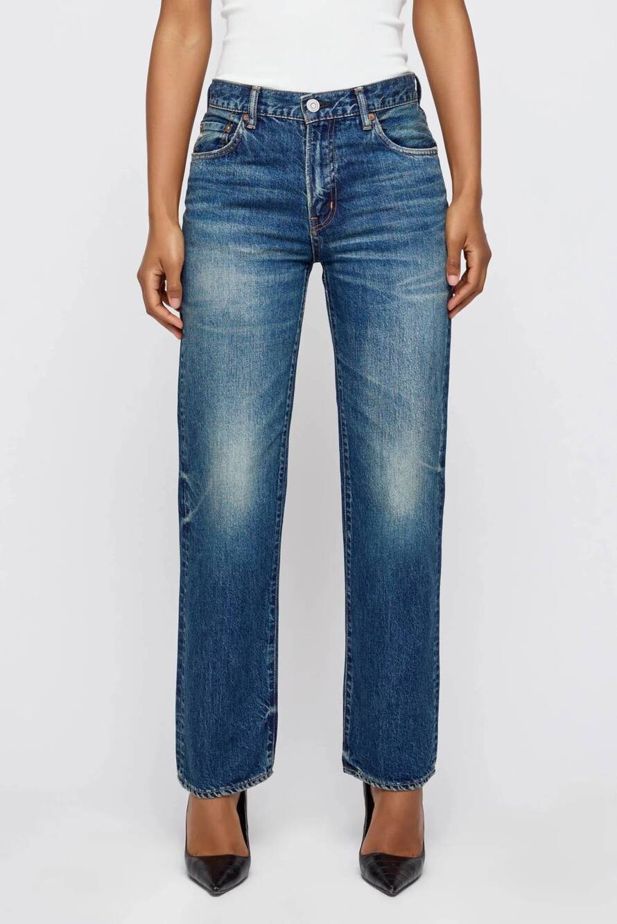 NEW MOUSSY leyden straight leg jeans in dark blue